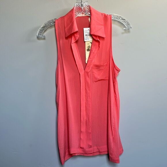 NWT Nordstrom x Gibson Lightweight Collared Sleeveless V-neck Pullover Blouse XS - Picture 5 of 15